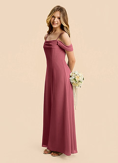 Azazie Lilly Junior A-Linie Plissee Chiffon Kleid Merlot image3
