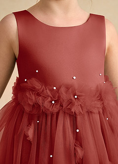 Azazie Lux Flower Girl Dresses Terracotta A-Line Beaded Tulle Dress image7