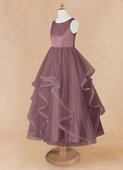 Azazie Sofia Flower Girl Dresses Vintage Mauve A-Line Beaded Tulle Dress image10