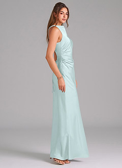 Azazie Evadne Brautjungfernkleider Etui Plissee Stretch-Satin Kleid Seegrün image4