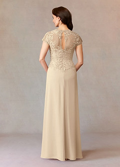 Azazie Junie Mother of the Bride Dresses Champagne A-Line Lace Chiffon Dress image2