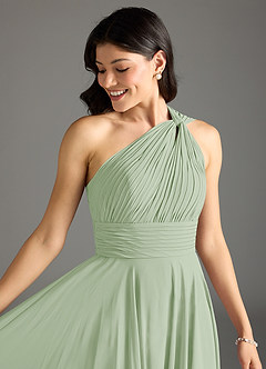 Azazie Charlize Bridesmaid Dresses Dusty Sage A-Line One Shoulder Chiffon Dress image5