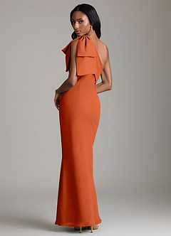 Azazie Yuanna Bridesmaid Dresses Burnt Orange Mermaid One Shoulder Chiffon Dress image2