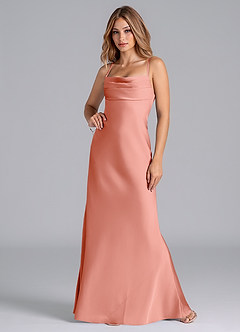 Azazie Seema Bridesmaid Dresses Coral Mermaid Corset Stretch Satin Dress image4
