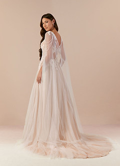 Azazie Goddess Hochzeitskleider A-Linie V-Hals Pailletten Tüll Kleid Diamantweiß Nude image4