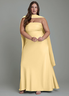 Azazie Saylor Vestidos de damas de honor Vestido Butter de Satén Elástico de Corte Sirena con Palabra de honor image15