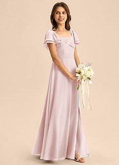 Azazie Azey Junior Klä av A-Line i Chiffong Rynkad image4