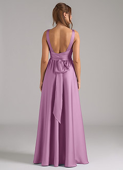 Azazie Kora Bridesmaid Dresses Wisteria A-Line Pleated Stretch Satin Dress image5