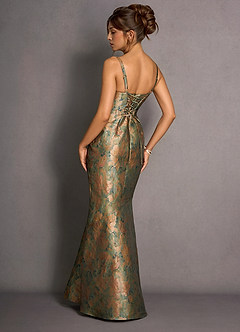 Vestido Verde Azulado Vintage Largo Calantha image2