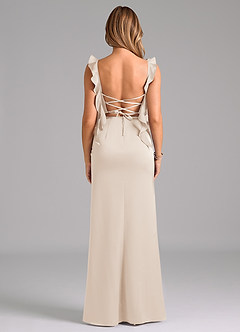 Azazie Jessamine Bridesmaid Dresses White Alabaster A-Line Corset Stretch Satin Dress image6