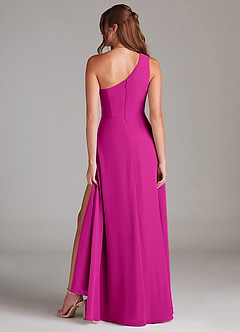 Azazie Brooke Bridesmaid Dresses Fuchsia A-Line One Shoulder Chiffon Dress image7