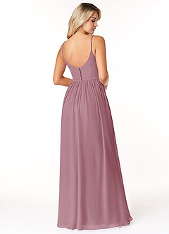 Azazie Rayna Final Sale Vintage Mauve A-Line V-Neck Pleated Chiffon Dress image2