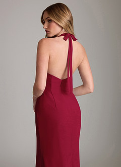Azazie Valerie Bridesmaid Dresses Burgundy Mermaid Pleated Chiffon Dress image6