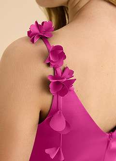 Azazie Gumdrop Junior Robe Empire en Satin extensible Plissée Fuchsia image8