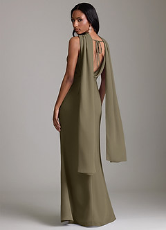 Azazie Linelle Robes de demoiselle d'honneur Robe Sirène en Mousseline de soie Plissée Vert Saule image10