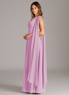 Azazie Tella Jurken voor bruidsmeisjes Jurk van Chiffon met A-Lijn One-Shoulder Snoep Roze image5