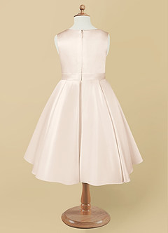 Azazie Coco Flower Girl Dresses White Alabaster A-Line Bow Matte Satin Dress image6