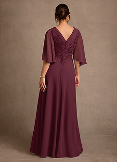 Azazie Tilda Abiti per la Madre della Sposa Abito A-Line in Chiffon Pizzo Cabernet image2
