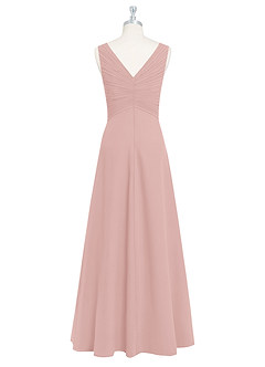 Azazie Flora Robes de demoiselle d'honneur Robe Trapèze en Mousseline de soie Plissée Rose Poudré image8