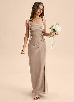 Azazie Jessamine Junior Vestido de Gris Pardo de Gasa de Corte Sirena con Escote de Corazón image3