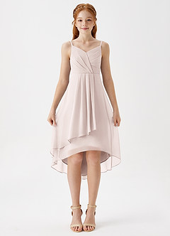 Azazie Mariam Junior Vestido de Pétalo De Rosa de Gasa de Corte En A con Plisado image4