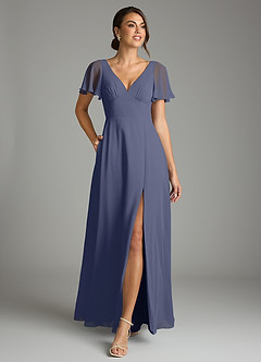 Azazie Kimber Bridesmaid Dresses Stormy A-Line Flounce Sleeve Chiffon Dress image4