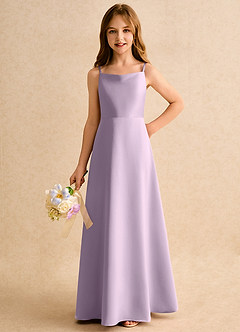 Azazie Joella Girls Formal Flower Girl Klänningar Klänning A-Line i Matt satäng Plisserad image6