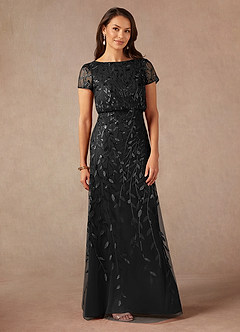 Azazie Lehi vestidos de madre de la novia Vestido de Negro de Lentejuelas de Corte En A image3