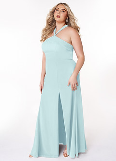 Azazie Rue Bridesmaid Dresses Sea Glass A-Line Halter Chiffon Dress image9