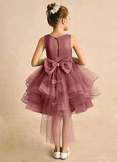 Azazie Tinie Blumenmädchenkleider Ballkleid Schleifen Tüll Kleid Amethyst image1