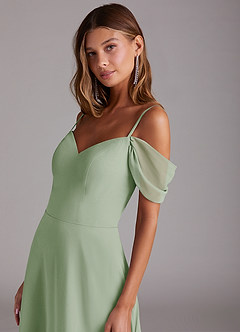 Azazie Marley Bridesmaid Dresses Dusty Sage A-Line Off the Shoulder Chiffon Convertible Dress image9