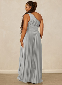 Christian Siriano Bridal for Azazie 1008 Bridesmaid Dresses Silver A-Line One Shoulder Stretch Satin Dress image10