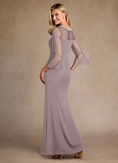 Azazie Bellevie Final Sale Vintage Mauve Sheath Beaded Stretch Crepe Dress image3