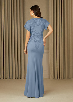 Azazie Adonna Mother of the Bride Dresses Dusty Blue Mermaid Lace Dress image3