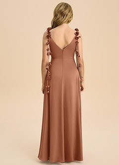 Azazie Gumdrop Junior Bronzer Empire Pleated Stretch Satin Dress image7