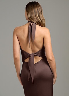 Azazie Francesca Bridesmaid Dresses Ganache Sheath Stretch Satin Dress image6