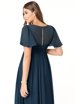 Azazie Verna Maternity Bridesmaid Dresses A-Line V-Neck Ruched Chiffon Floor-Length Dress image6