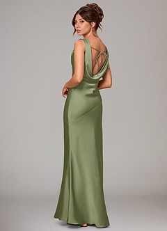 Azazie Rylina Bridesmaid Dresses Garden Sage Mermaid Stretch Satin Dress image4
