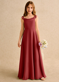 Azazie Puppy Girls Formal Flower Girl Dresses Rust A-Line Pleated Chiffon Dress image5