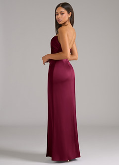 Azazie Marla Bridesmaid Dresses Burgundy Sheath Strapless Stretch Satin Convertible Dress image5