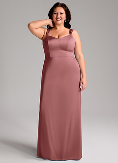 Azazie Denice Bridesmaid Dresses Amethyst Sheath Pleated Stretch Satin Dress image9
