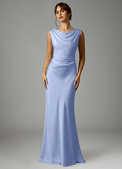 Azazie Kieryn Robes de demoiselle d'honneur Robe Sirène en Satin extensible Plissée Eis image1