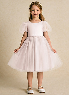 Azazie Duchess vestidos de niña de las flores Vestido de Pétalo De Rosa de Tul de Corte En A con Con mangas image4