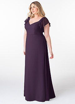 Azazie Syenna Bridesmaid Dresses Plum A-Line Ruched Chiffon Dress image8
