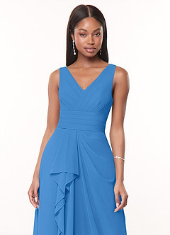 Azazie Julianna Abiti da Damigella Abito A-Line in Chiffon Blue Jay image5