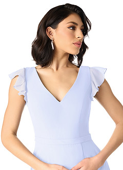 Azazie Claudine Bridesmaid Dresses Lavender A-Line Flutter Sleeve Chiffon Dress image4