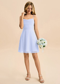Azazie Bear Junior Lavender A-Line Pleated Chiffon Dress image3