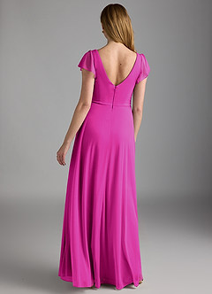 Azazie Omari Final Sale Fuchsia A-Line Mesh Dress image4