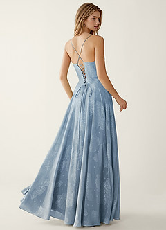 Clementigtle Powder Blue Embossed Clipped Jacquard Prom Dress image2