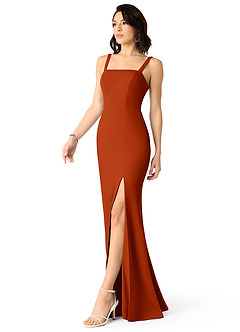 Azazie Gianetta Vestidos de damas de honor Vestido de Pimenton de Crepé elástico de Corte Sirena con Corte Lateral image3